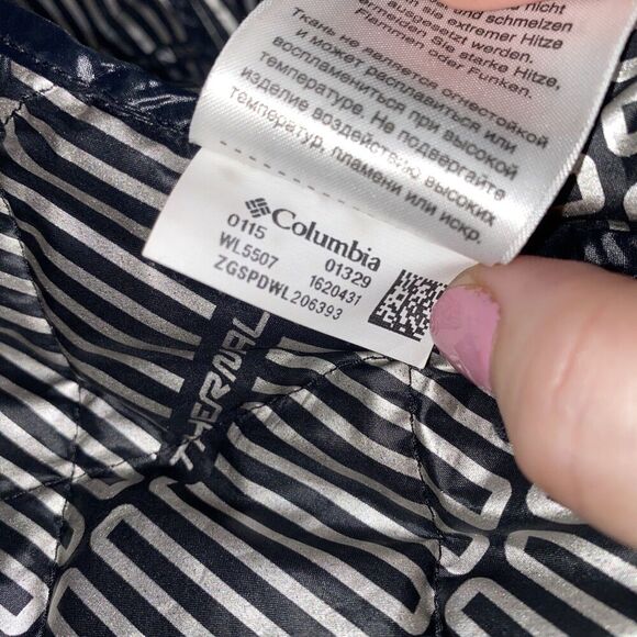 COLUMBIA Sz XL WHITE PINE THERMAL COIL WATERPROOF QUILTED JACKET BLACK - Picture 11 of 12